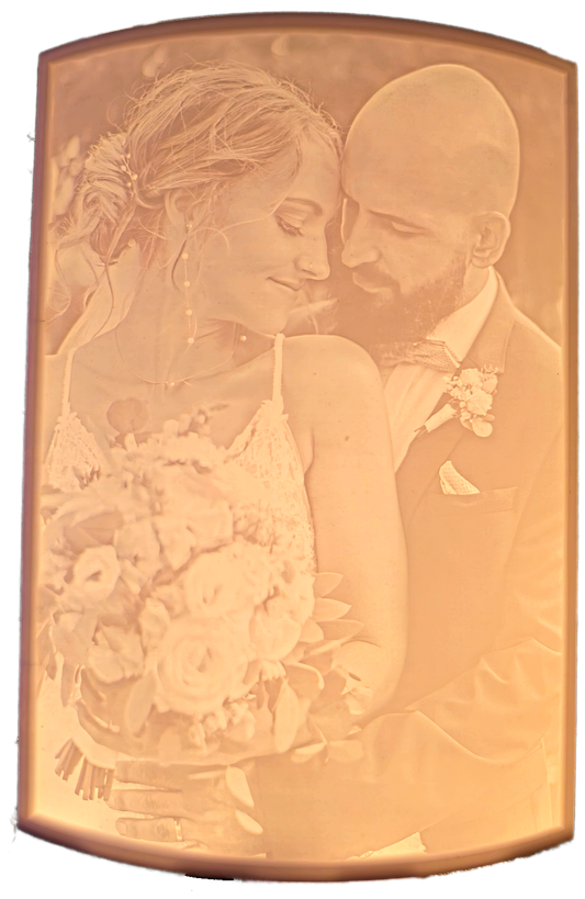 Lithophane Photo Print with small LED Candle holder